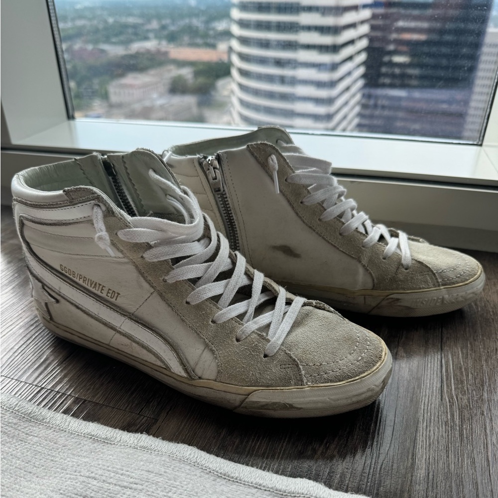 Golden Goose Slide High-Top Leather and Suede Sneakers size 38 LIMITED EDITION